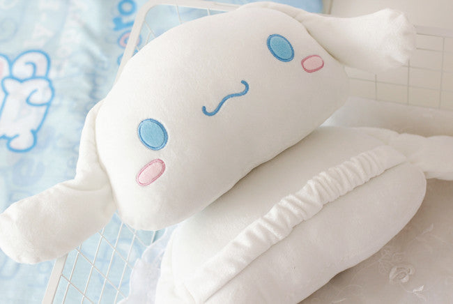 Cute Cartoon White Dog Car Neck Pillow and Seat Belt Cover