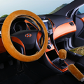 Winter Faux Wool Steering Wheel Cover Set in Pink