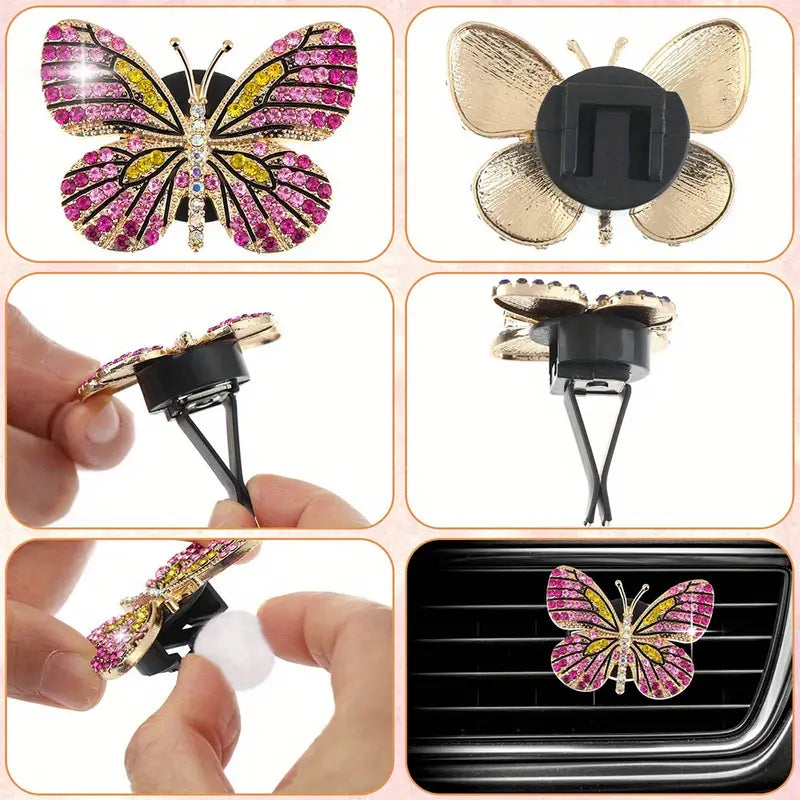 DIY Full Diamond Butterfly Car Air Vent Jewelry Accessories