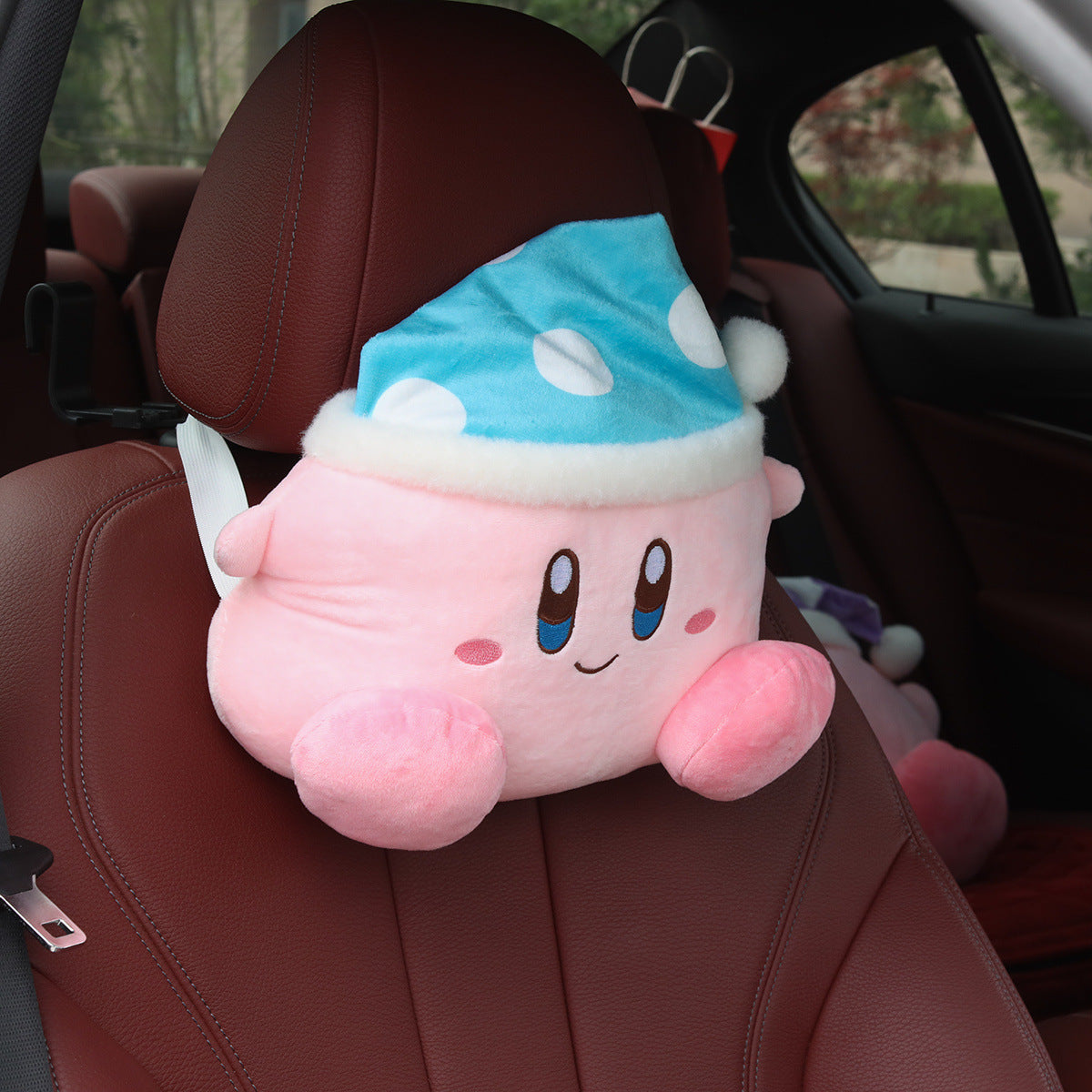 Cute Cartoon White Dog Car Neck Pillow and Seat Belt Cover