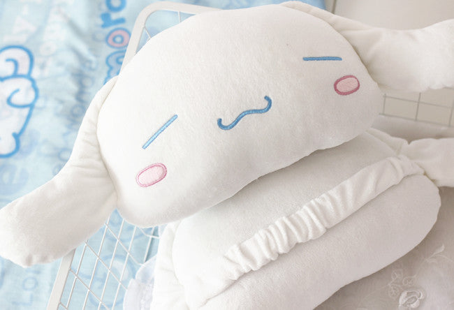 Cute Cartoon White Dog Car Neck Pillow and Seat Belt Cover