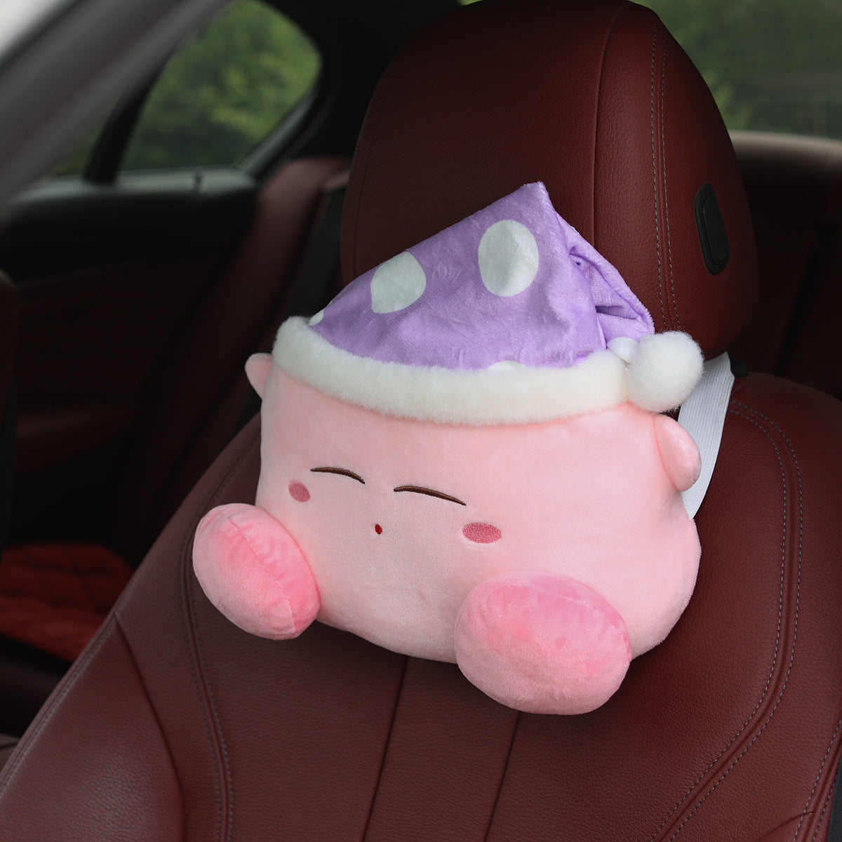 Cute Cartoon White Dog Car Neck Pillow and Seat Belt Cover