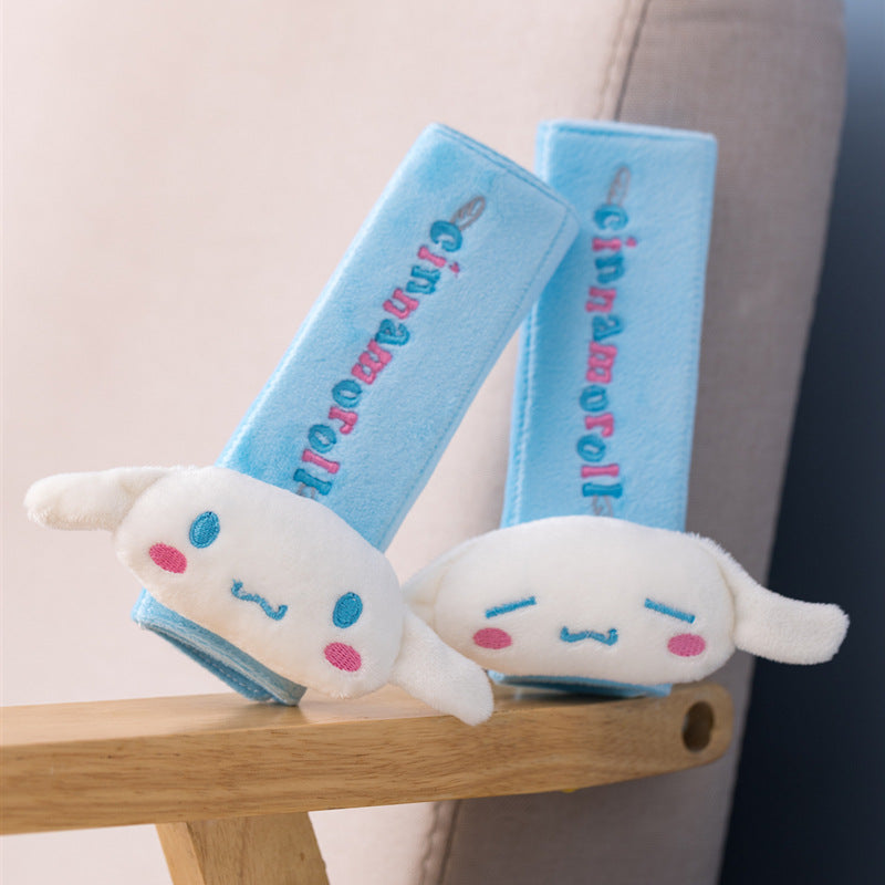 Cute Cartoon White Dog Car Neck Pillow and Seat Belt Cover