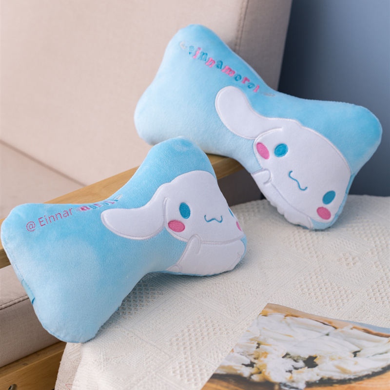 Cute Cartoon White Dog Car Neck Pillow and Seat Belt Cover
