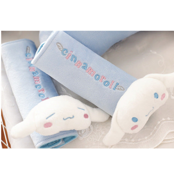 Cute Cartoon White Dog Car Neck Pillow and Seat Belt Cover