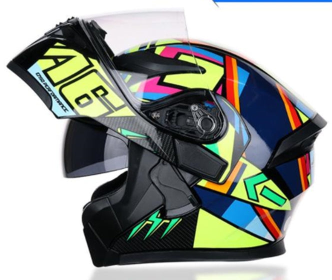 JIEKAI Motorcycle Helmet with Dual Lenses and Anti-Fog