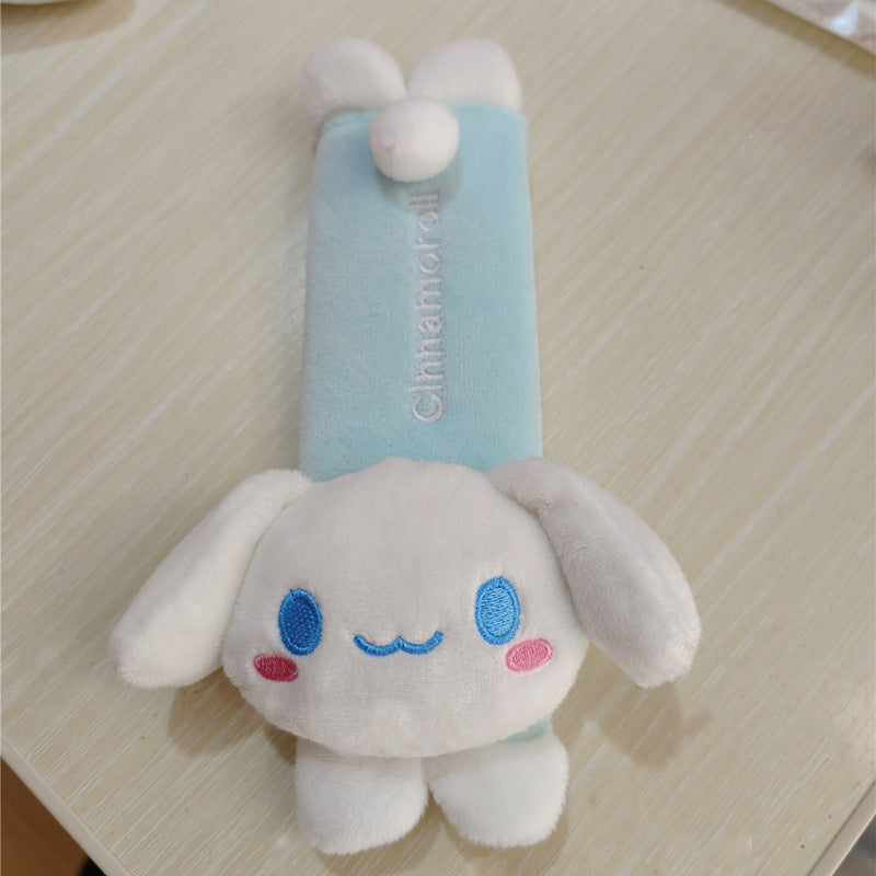 Cute Cartoon White Dog Car Neck Pillow and Seat Belt Cover